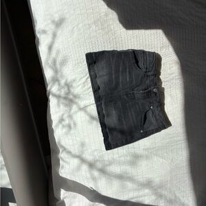 RSQ Black Denim Mini Skirt with Label Detail